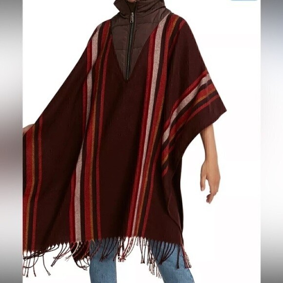 New Steve Madden women’s Striped Puffcho  sweater, top, cold weather top… - Picture 3 of 6